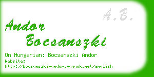 andor bocsanszki business card